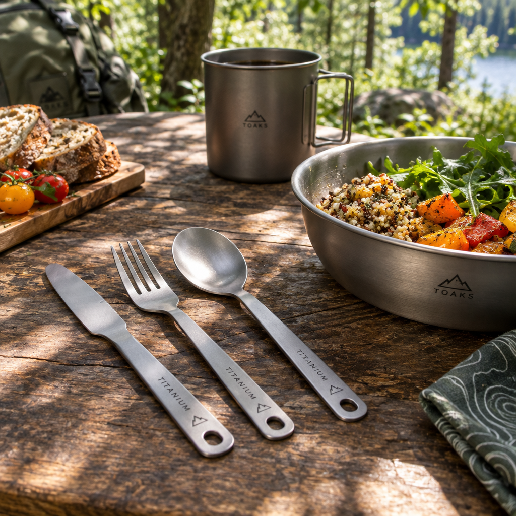 Titanium Camping Cutlery Set Lifestyle